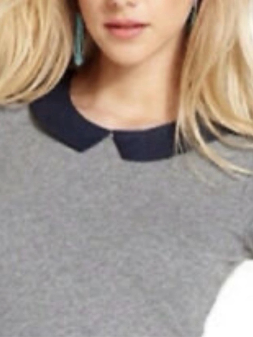 Gray Sweater with Black Peter Pan Collar